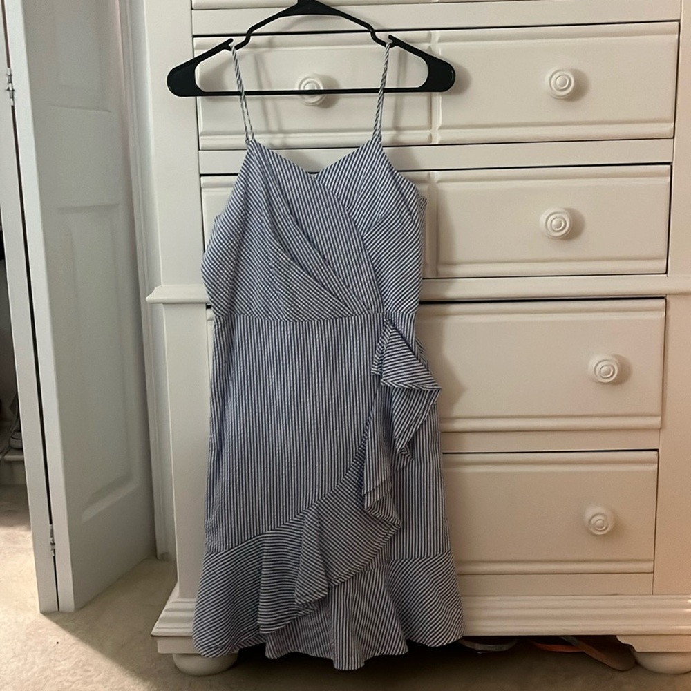 Blue and Whote Striped Girls Dress